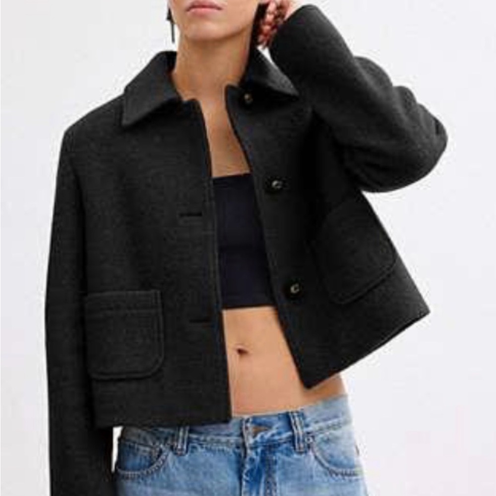 Coach Crop Black Wool coat
